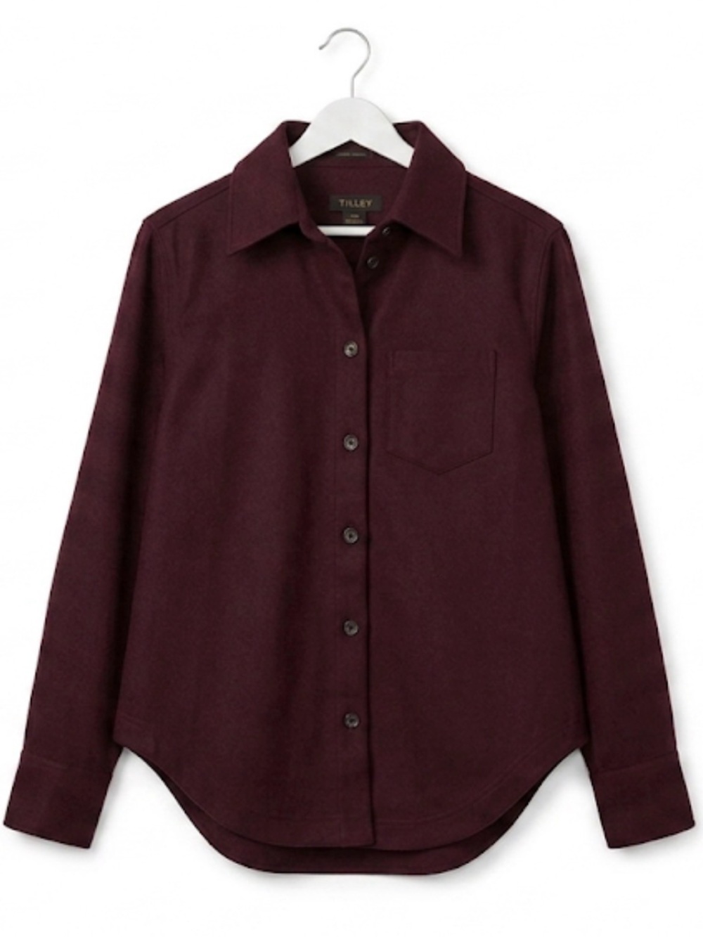 ⁠TILLEY Italian Wool Shirt Jacket Shacket Burgundy Wine Purple (Size M)⁠